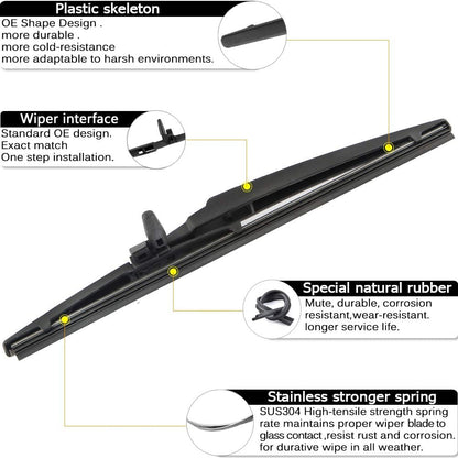 AUTOBOO 24"+20" Windshield Wipers with 12 Inch Rear Wiper Blade Replacement for Toyota 4runner 2010 2011 2012 2013 2014 2015 2016 2017 2018 2019 2022 2023 -Original Factory Quality (Pack of 3)