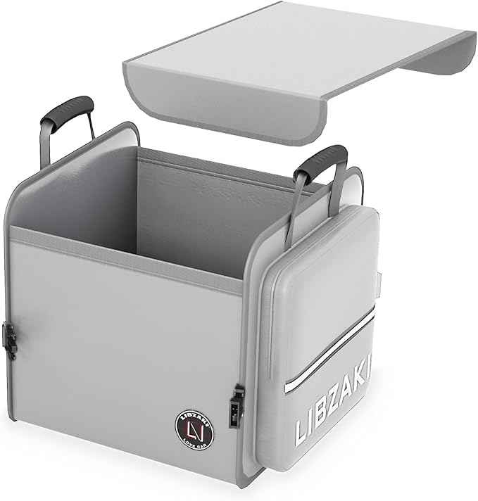 LIBZAKI Car Trunk Storage Organizer, Collapsible Trunk Storage Box for Car Truck SUV-Gray