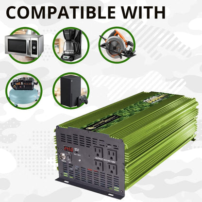 3500 Watt Power Inverter, Easy to Install DC 24V to 120V AC Car Inverter w/Four AC Outlets, LCD Digital Display & Wireless Remote Control - CE Approved