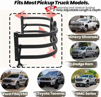 Truck Bed Extender,Aluminum Bilateral Retractable Tailgate Extender,52"-62.6"|23"–26.7"|H18,Fits for Ford F150,Titan,ToyotaTundra,ChevySilverado,GMC Sierra,Ram 1500/2500/3500,with Pair of Brackets