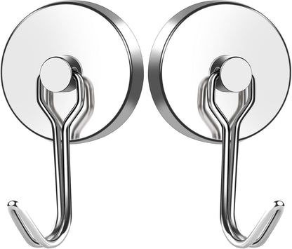 MIKEDE 110LB Magnetic Hooks, Neodymium Magnet Hooks for Hanging, Swivel Swing Magnetic Hook Heavy Duty, Strong Magnet with Hooks for Cruise, Kitchen, Camping, Door, Locker - 2 Pack