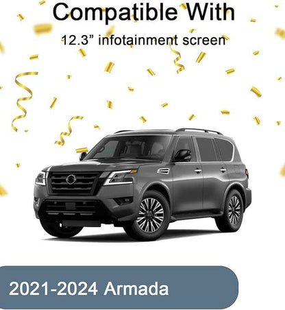 Tempered Glass Screen Protector for Nissan Armada 2021-2024,Infotainment Navigation Screen Film Compatible With Armada 2024 2023 Accessories - 12.3 inch