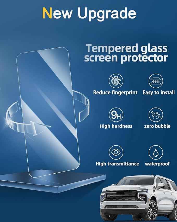 Tempered Glass Screen Protector for Chevrolet Tahoe & Suburban 2021-2024,Infotainment Navigation Screen Film Compatible With Chevy 2024 2023 2022 2021 Accessories - 10.2 inch
