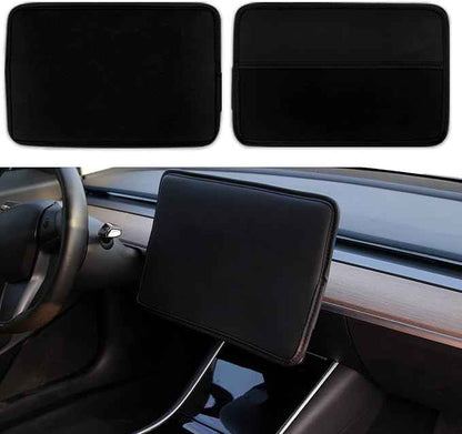 Screen Protector Cover Compatible with Tesla Model 3 Model Y Center Console Display Cover Folding Sun Shade Sleeve Screen Protection from Scratch, Dust, Heat Tesla Interior Accessories (Black)