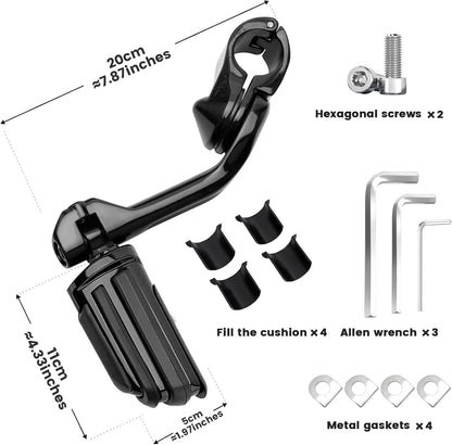 1.25" Highway Pegs, Long Angled Pegs Adjustable for Harley Davidson Touring Road King Road Glide Street Glide Electra Glide Sportster 1 1/4" Engine Guard, Black
