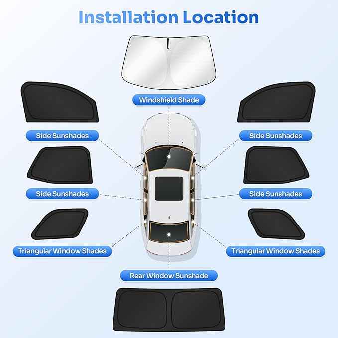 Sunshades for 2025 2026 Toyota 4Runner Accessories Windshield Sun Shade Side Rear Window Shade Cover Sun Visor Shield Privacy Protection for Camping Keep Vehicle Cool Black 8PCS