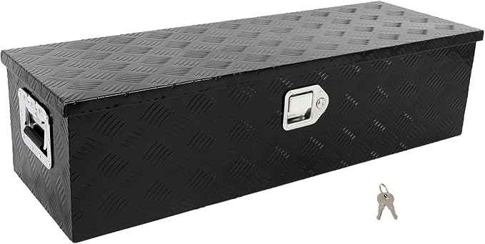 SCITOO 39 Inch Truck Bed Tool Box,Aluminum Heavy Duty Diamond Plate Crossover Storage for Most Full Size Pickups,Lockable Weatherproof Chest,Fits 39" Truck Beds,Easy Access to Load and Unload