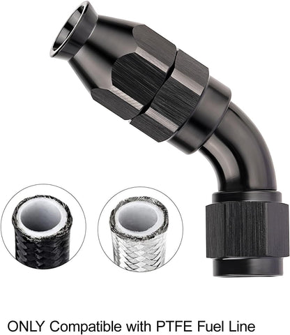EVIL ENERGY 4AN 60 Degree PTFE One Piece Full Flow End Hose Fitting Aluminum Black