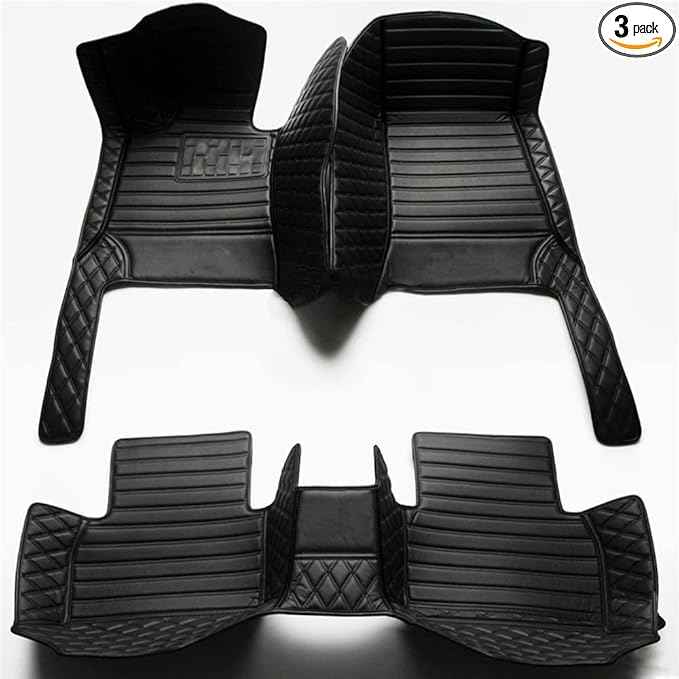 Custom 3D Leather Car Floor Mats Fit for Cars, SUVs,Sedan All-Weather Protection Anti-Slip Premium Car Mat (Black and Black)