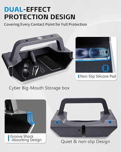 (Upgraded for Tesla Model Y Juniper Under Screen Storage Organizer 2025-2026 [Cyber-Inspired], Model 3 Highland 2024-2025 Center Console Organizer Tray for Tesla Model Y Juniper Accessories