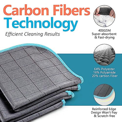 Carbon Microfiber Towels for Car Glass Window Polishing (3 Count)