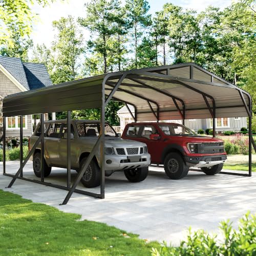 20X20 FT Heavy Duty Metal Carport Canopy with Triangle Frame Base