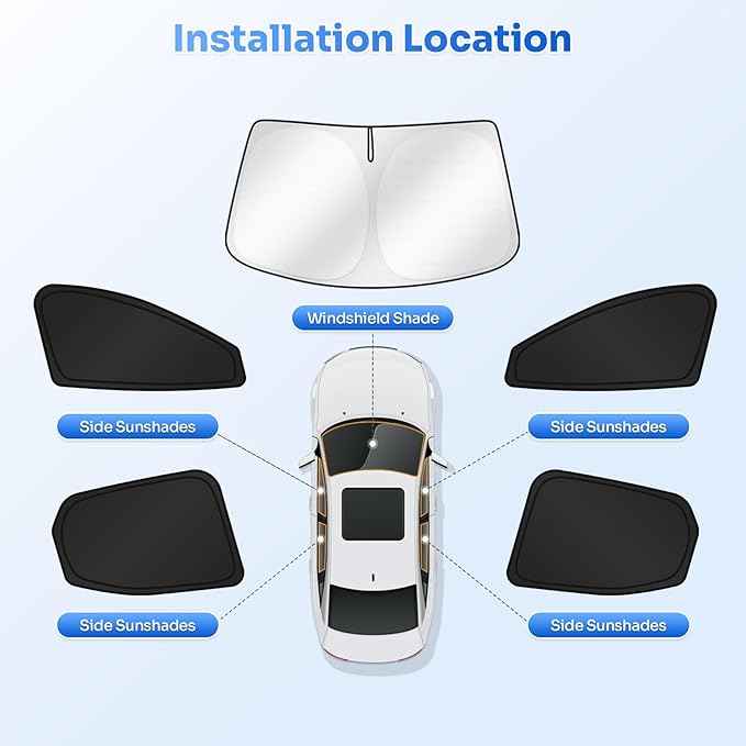 Sunshades for 2022-2025 2026 Hyundai Santa Cruz Accessories Windshield Sun Shade Side Rear Window Shade Cover Sun Visor Shield Privacy Protection for Camping Keep Vehicle Cool Black 5PCS
