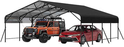 20x20x9FT Metal Car Port, Oversized Metal Garage with Steel Frame, Heavy Duty Carports for Car, Boats, Tractor