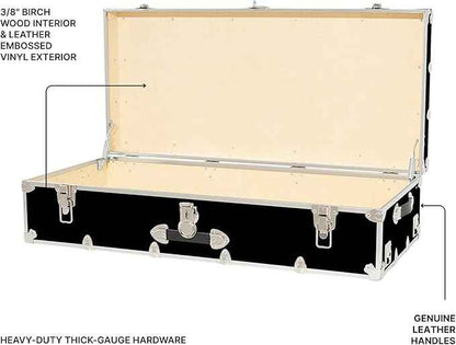 Rhino Trunk & Case Trundle Home Storage & College Trunk With Wheels - 44”x20”x12” - 1500+ lbs Capacity. USA Made Secure Under-Dorm Bed Footlocker for Clothes and Food, and Underbed Shoe Storage Box