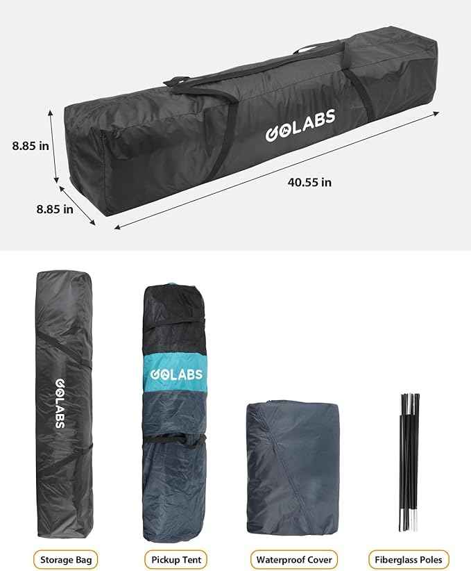 Golabs Truck Bed Tent for 5-6 Ft Bed, 8-Minute Easy Setup by Pre-Assembled Design, Waterproof PU2000mm, 2-Person Portable with Extra Rainfly Cover for Camping & Outdoor, Includes Storage Bag