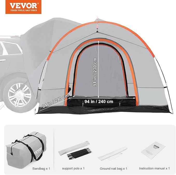 VEVOR SUV and Pickup Truck Camping Tents, Waterproof Double Layer Design with Carry Bag, Accommodates 2-9 Persons for Outdoor Activities