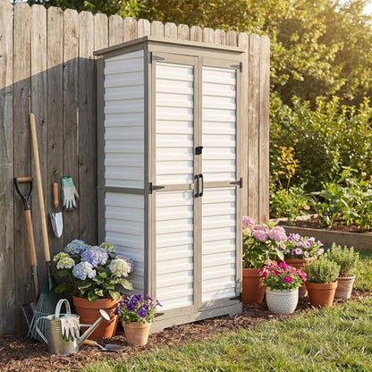 Tall Outdoor Storage Cabinet with Adjustable Shelves