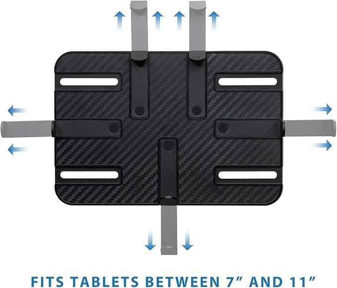 Mount-It! Carbon Fiber Car Headrest Tablet Holder, Back Seat iPad & Tablet Mount for Kids, Adjustable 7–11 Inch Rear Seat Holder for Galaxy & Fire Tablets, Road Trip Travel Mount