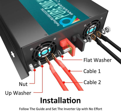 WZRELB Home Power Supply Off Grid Pure Sine Wave 12Vdc to 120Vac 60Hz 4000W Power inverter Off Grid Application Power Converter, (RBP400012B1)