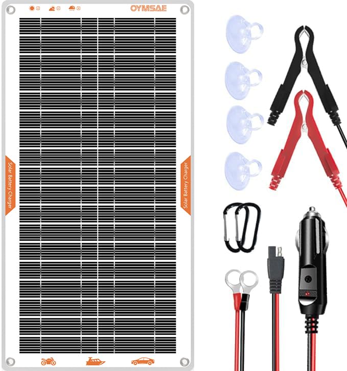 White Portable 10W 12V Solar Car Battery Charger Maintainer