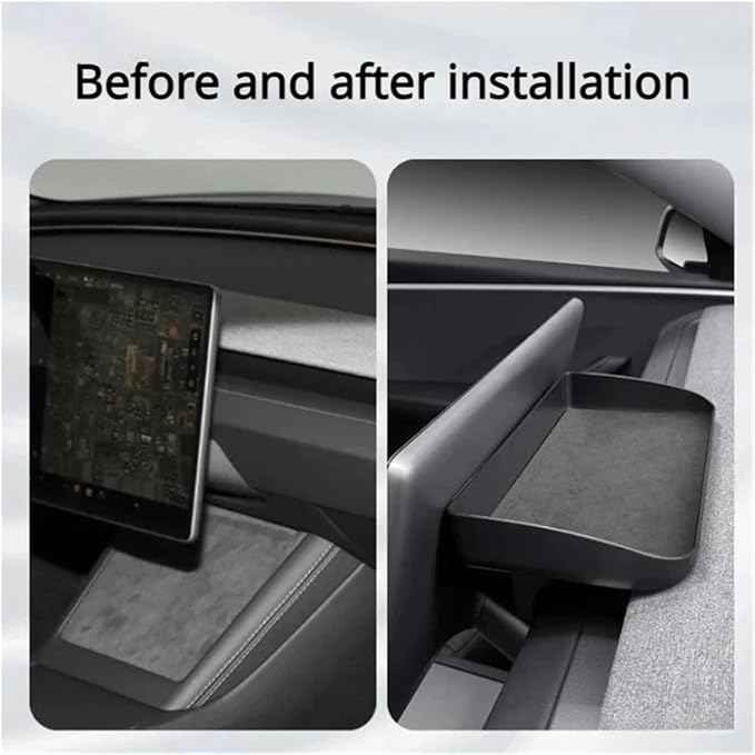 Dashboard Storage Box Central Control Suede Instrument Storage Compatible For Tesla Model 3 Highland 2024 Modification Interior Accessories(Nitrogen blue)