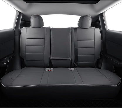 EKR Model Y Seat Covers for Tesla Model Y 2021 2022 2023 2024 Long Range (Only for 7 Seats),Waterproof Seat Protectors,Car Seat Cover Full Set,Faux Leather (Gray)