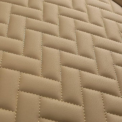 West Llama Full Set Car Seat Covers for Front and Rear Bottom Seats Only, Luxury PU Leather Car Seat Pads Protectors Waterproof and Wear-Resistant,Beige