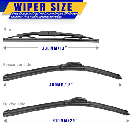 3 wipers Replacement for 2018-2020 2021 Chevy Equinox, Windshield Wiper Blades Original Equipment Replacement - 24"/18"/13" (Set of 3) U/J HOOK