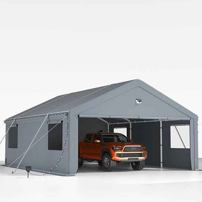 20X20 FT Carports Heavy Duty,Car Port with Removable Side Wall,Carport Canopy,Portable Car Port Garage,Car Shelter All Weather,Gray