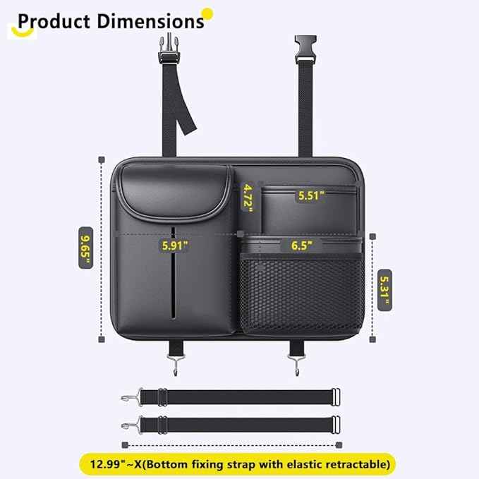 Tumecos Car Seat Back Storage Bag,Backseat Organizer with Tissue Box, Large Capacity Rear Seat Storage Pocket, Universal for Most Vehicles