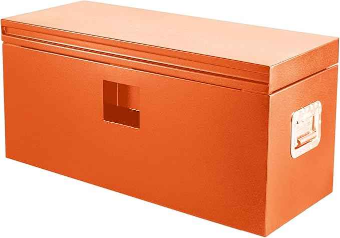 Black Steel Truck Bed Tool Box, Powder Coated Storage Chest, Weatherproof Trailer ToolBox Storage Organizer for Pickup, Truck Bed, RV, Trailer (36 * 15 * 15 - Orange)