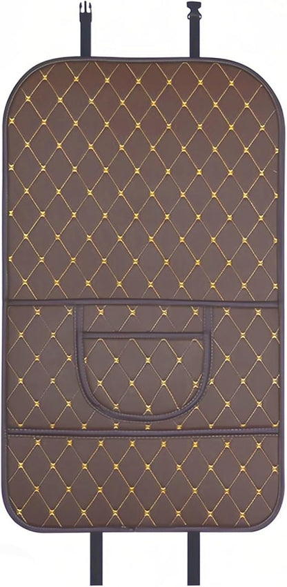 Leatherette Car Seat Protector - 2 Pack Large Car Kick Mats with Storage Pockets Organizer Seat Back Cover Against Dirty Shoes & Scratches, Universal Fit for Most Vehicles, Coffee