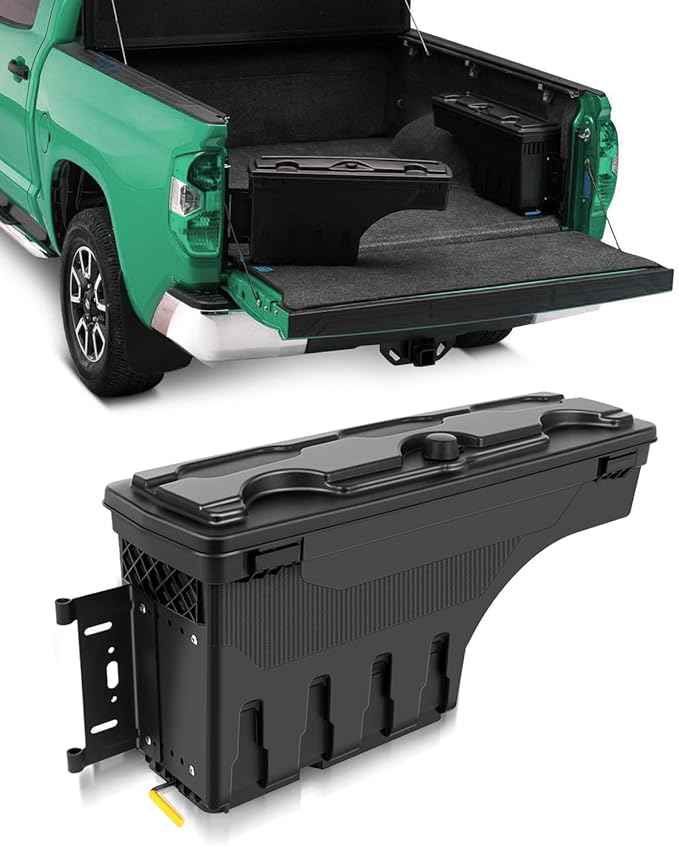 SCITOO Left Driver Side Truck Bed Tool Box for Dodge Ram 1500/2500/3500 2002-2010 for Dodge Ram 3500 2010-2018,Multi-Compartment Dividers Organized Storage,Heavy Duty & No-Drill Installation