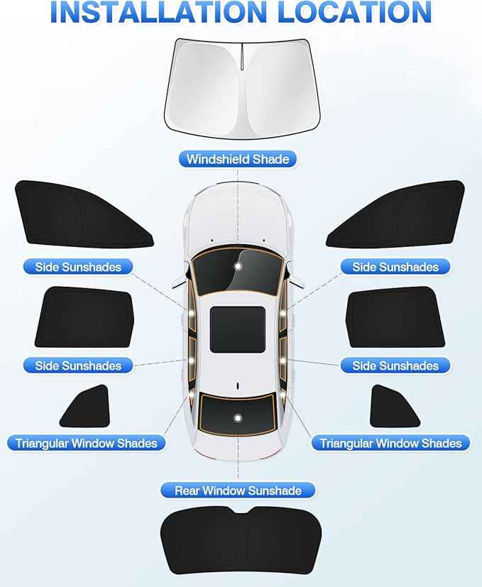 Sunshades for 2019-2024 Subaru Forester Accessories Windshield Sun Shade Side Rear Window Shade Cover Sun Visor Shield Privacy Protection Keep Vehicle Cool Black 8PCS