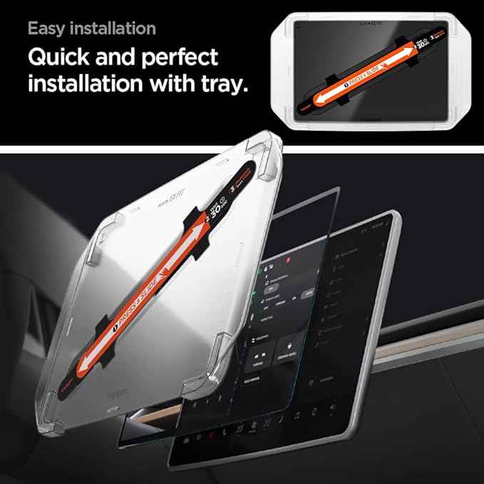 Spigen Tempered Glass Screen Protector [GlasTR EZ FIT] designed for Tesla Model 3 (2024/2025/2026), Model Y (2024-2025), Model Y Standard 2026 15.4" Dashboard Touchscreen - Matte/Anti Glare/Anti Finger Print