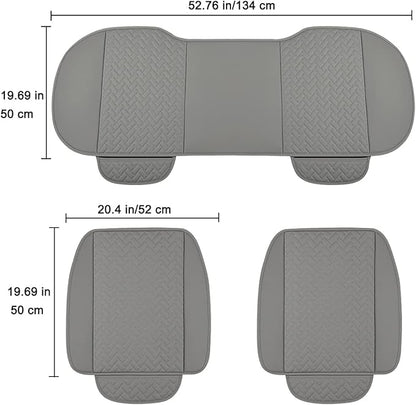 West Llama Full Set Car Seat Covers for Front and Rear Bottom Seats Only, Luxury PU Leather Car Seat Pads Protectors Waterproof and Wear-Resistant,Gray