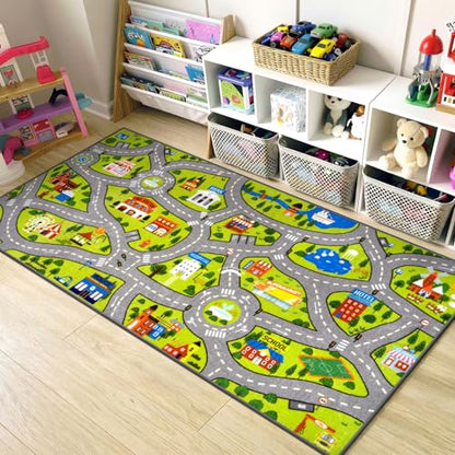 Washable Kids City Road Play Rug