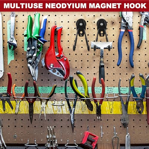 4 Pcs Large Magnetic Hooks Heavy Duty Garage Magnet Hooks Strong Storage Utility Magnetic Hangers with Anti Slip Rubber Coating for Indoor and Outdoor Hanging