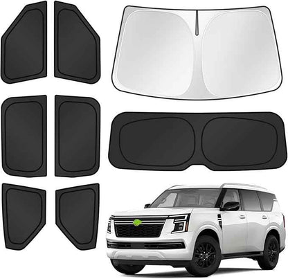 Sunshades for 2025 2026 Nissan Armada Accessories Windshield Sun Shade Side Rear Window Shade Cover Sun Visor Shield Privacy Protection for Camping Keep Vehicle Cool Black 8PCS