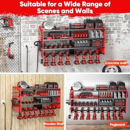 Large Power Tool Organizer Wall Mount with Charging Station