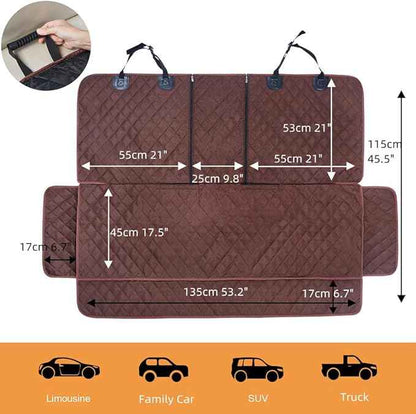 Dog Car Seat Cover for Back Seat Cover for Kids,Non Stick Fur Rear Seat Protector for Pet,Nonslip Waterproof Universal Fit Interior Backseat Covers for Auto Van SUV (Large, Coffee Brown)