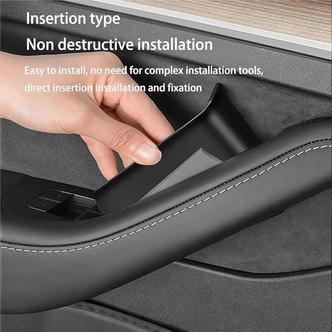 GGCLIMAX Door Handle Storage Box Compatible with Tesla Model 3/Y Front and Rear Door Organizer ABS Small Items Storing Container Car Interior Armrest Box Storage Accessories(B 2Pcs)