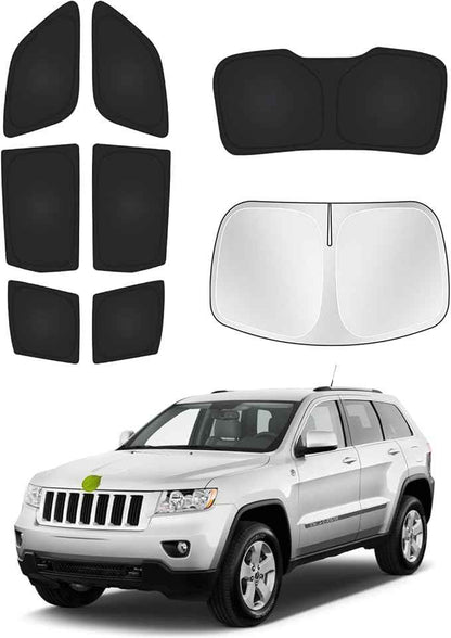 Windshield Sun Shade for Jeep Grand Cherokee 2011-2021 Side Rear Window Shade Cover Sun Visor Shield Privacy Protection Keep Vehicle Cool Black 8PCS