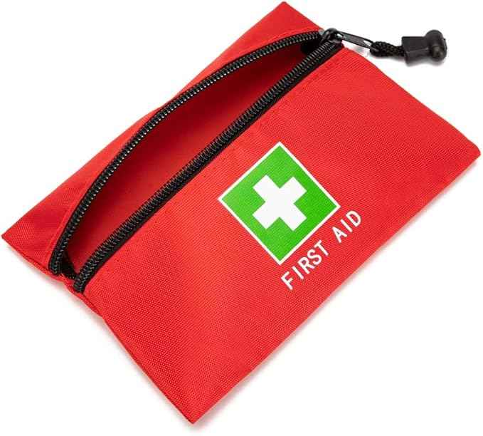 Red Emergency Bag - First Aid Travel Rescue Pouch for Car, Home, Office, Kitchen, Outdoors - Green Print (8.3x5.5, 4pcs)