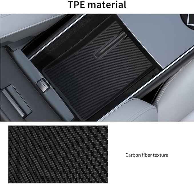 GGCLIMAX Car Organizers And Storage Compatible with Tesla Model 3/Y Highland 2021-2024 Center Console Lower Storage Box TPE Armrest Organizer Mat(For Modle Y)