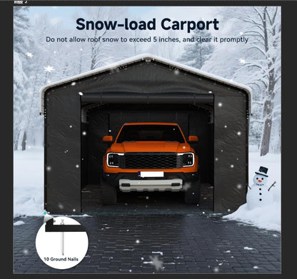 12x20 FT Heavy Duty Metal Carport with Removable Sidewalls