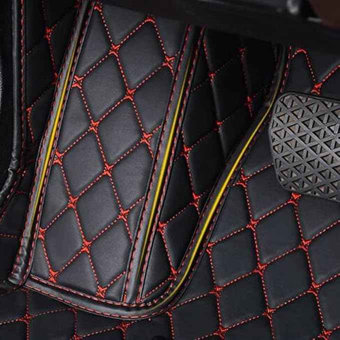 Custom All-Weather Protection Luxury Leather Floor Mats for Cars SUVs Trucks According Anti-Slip Leather Floor mats ﻿ (25,Beige and Brown)