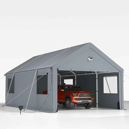 12x20FT Heavy Duty Carport Canopy,Extra Large Portable Car Tent Garage with Roll-up Windows and All-Season Tarp Cover,Removable Roof&Side Wall for Car,SUV,Boats