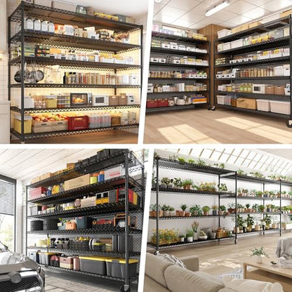 6 Tier Wire Shelving Units with Wheels (2 Count)